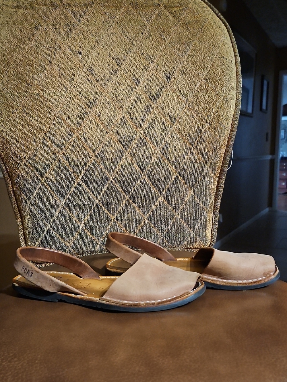 Pons Avarcas Classic Brown Leather Slip On Slingback Sandals Shoes